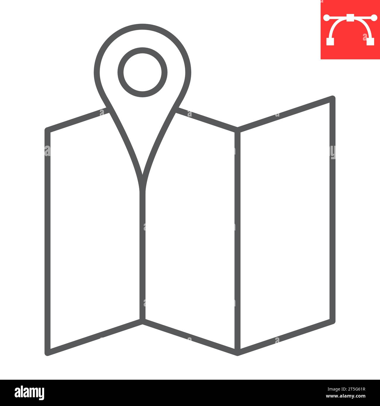 Map with pin line icon, navigation and travel, map vector icon, vector ...