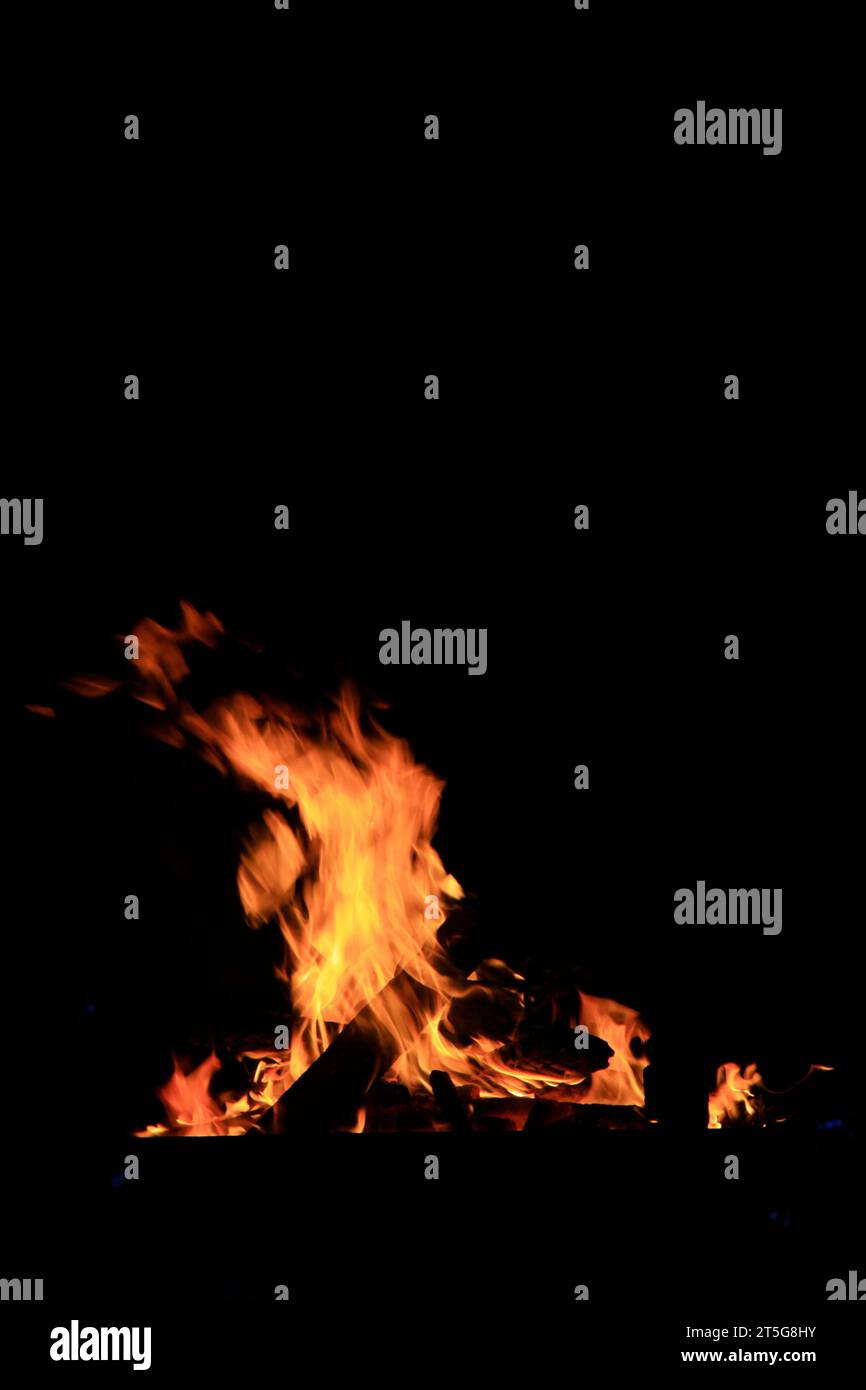 flame burning in the night, closeup of photo Stock Photo - Alamy