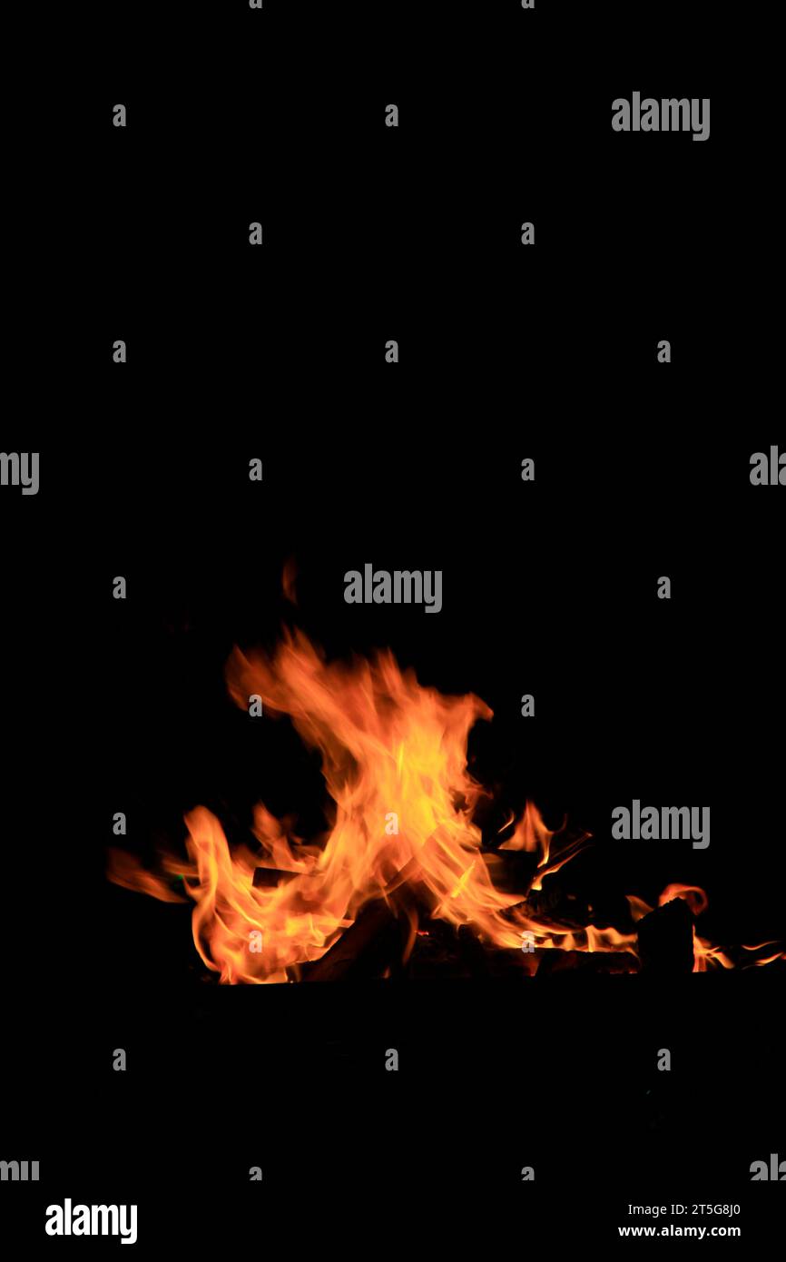 flame burning in the night, closeup of photo Stock Photo - Alamy