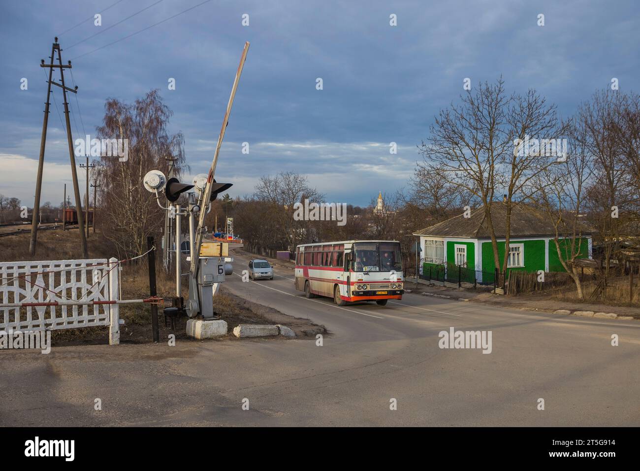 14.02.2020. Moldova, Ikarus 250 on public trip between Ocnita and Otaci. Stock Photo