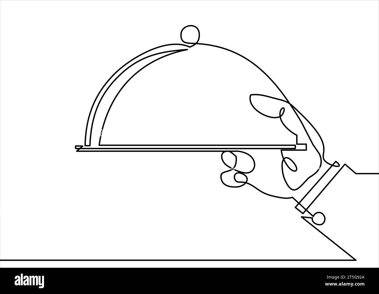 Hand Serving Tray of Foodcontinuous line drawing Stock Vector Image