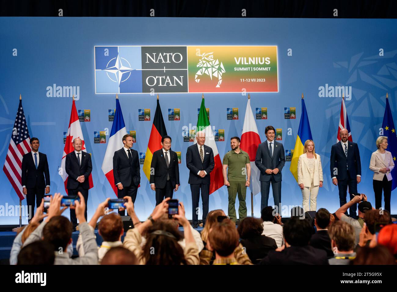 VILNIUS, LITHUANIA. 12th July 2023. G7 leaders event to announce a Joint Declaration of Support to Ukraine , during NATO SUMMIT 2023 Stock Photo