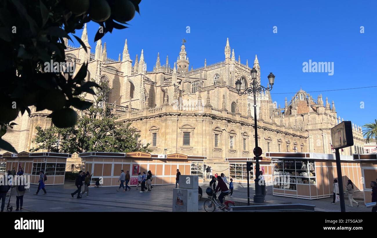 Seville Cathedral in the urban center Stock Photo