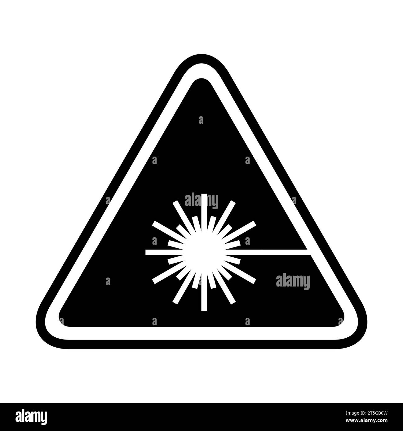 Laser radiation danger label icon, safety protection information symbol ...