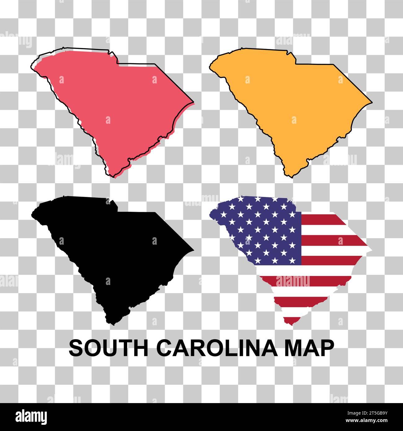 Set of South carolina map, united states of america. Flat concept ...