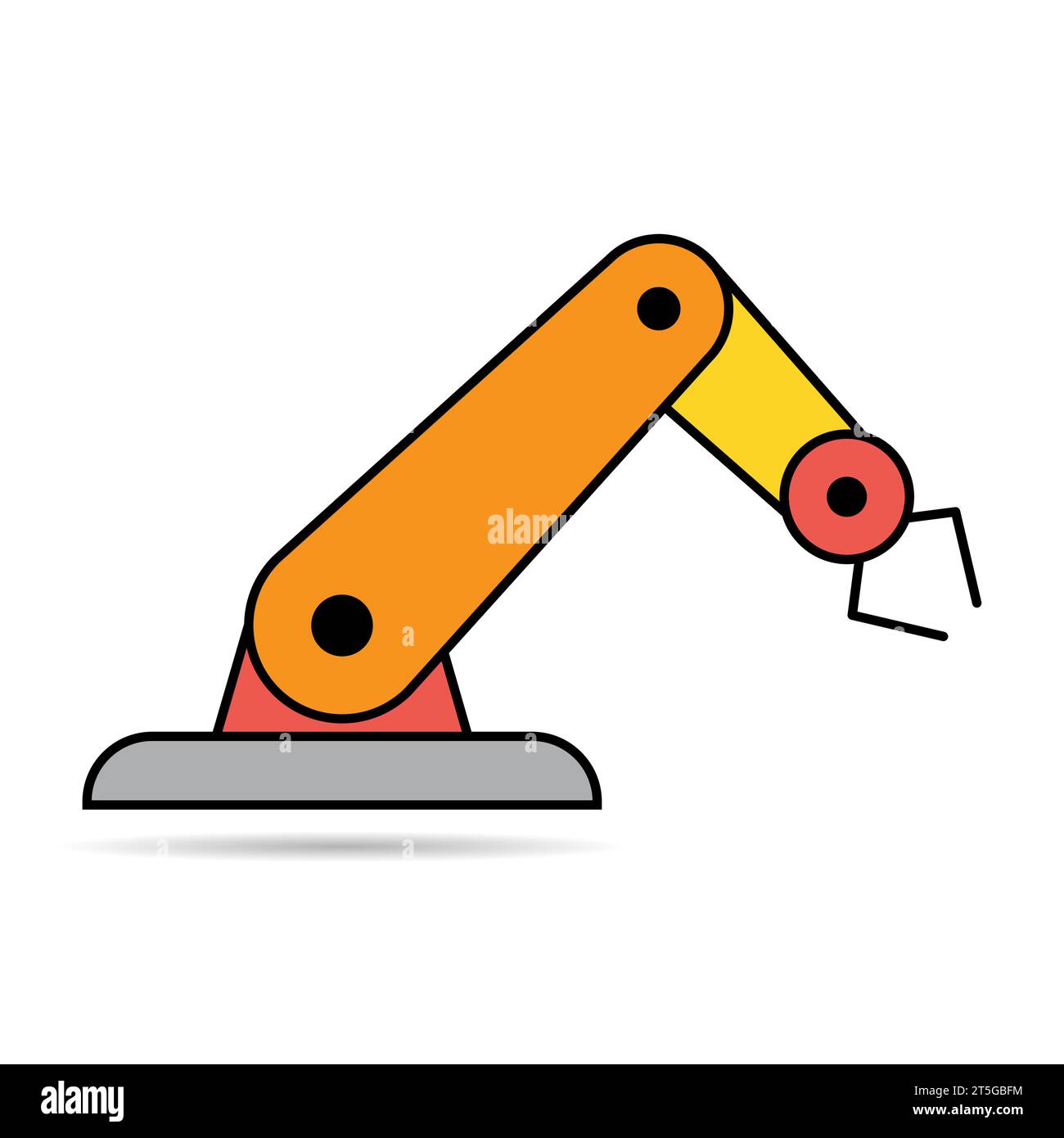 Mechanical robot arm machine shadow icon, technology hydraulic robotic ...