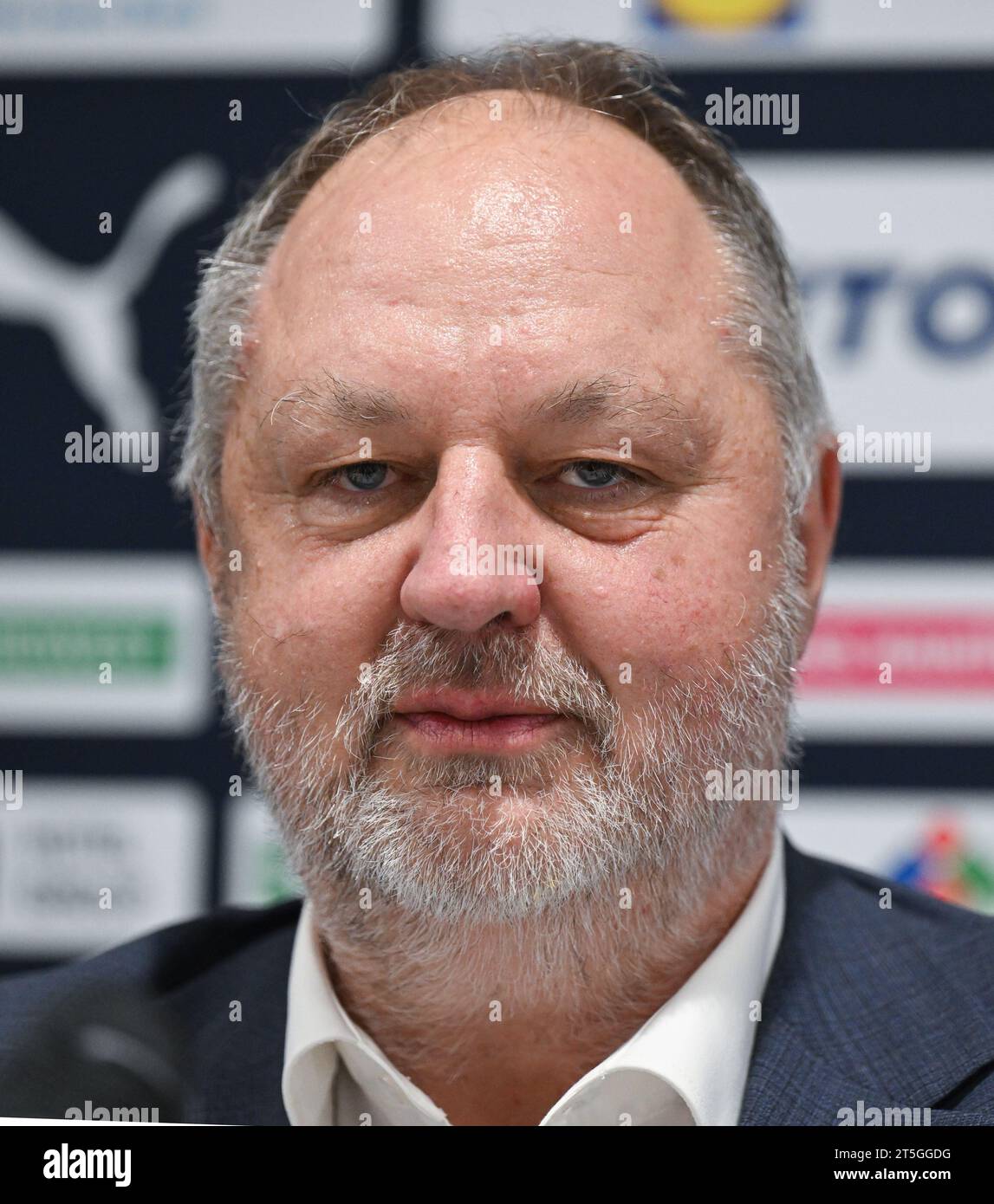 Munich, Germany. 05th Nov, 2023. Handball: International matches, Day of Handball in the Olympic Hall in Munich. Andreas Michelmann, DHB President, takes part in a press conference before the men's and women's international matches. Credit: Sven Hoppe/dpa/Alamy Live News Stock Photo