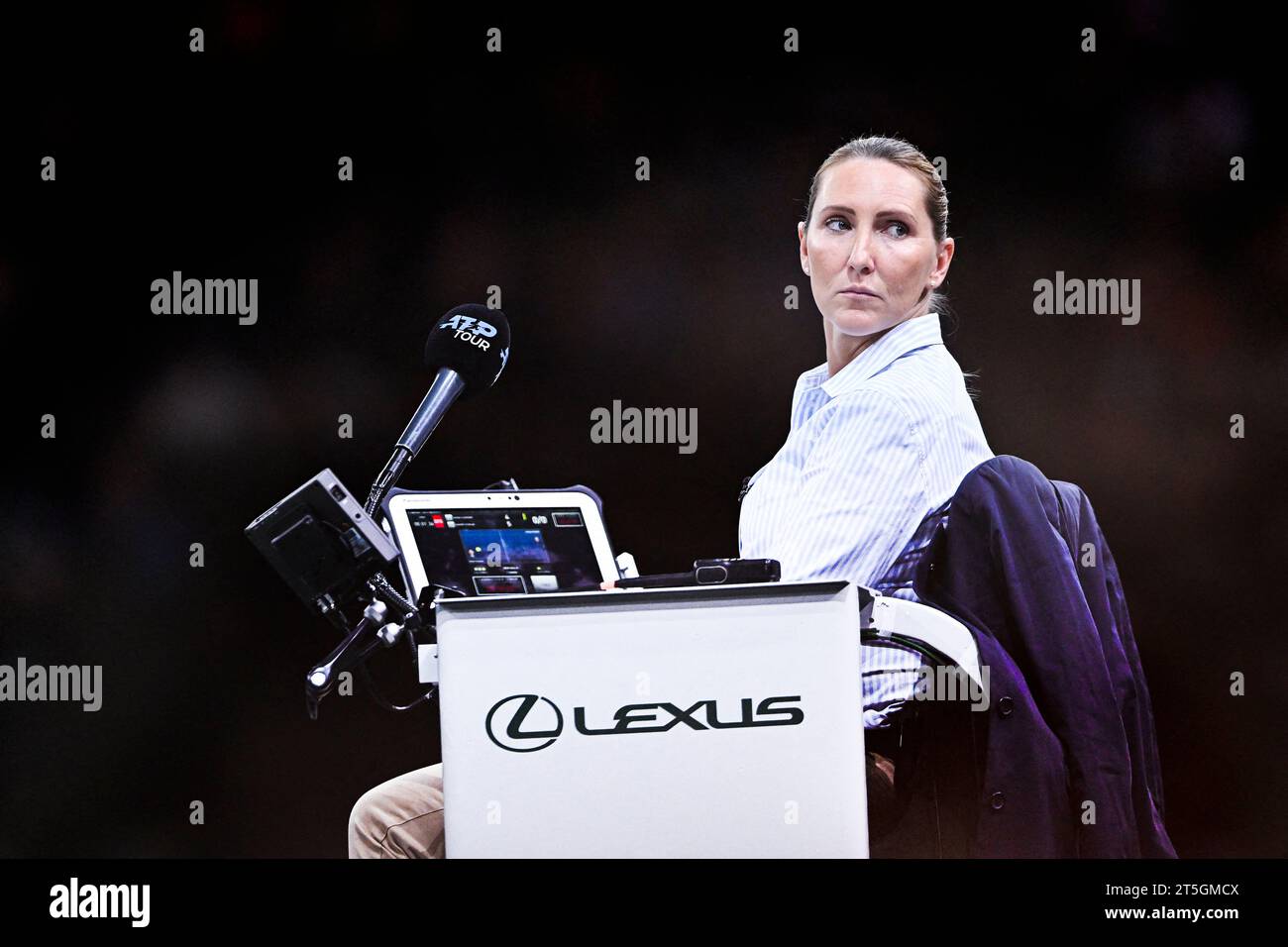 Chair umpire or referee Aurelie Tourte during the Rolex Paris Masters