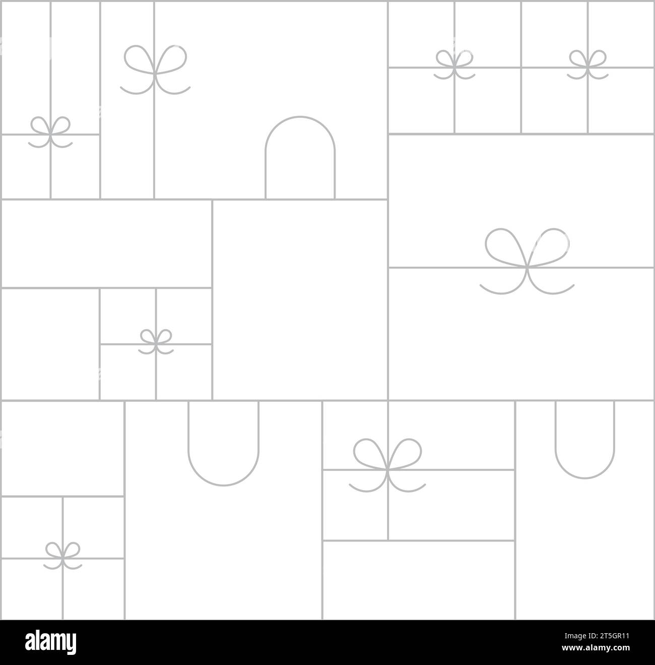 Art deco present composition drawing in linear style on white background Stock Vector