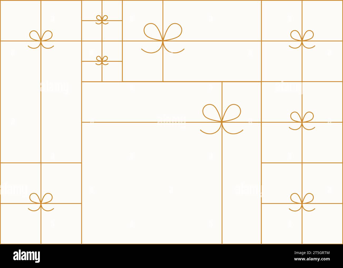 Art deco present box linear composition drawing on beige background Stock Vector
