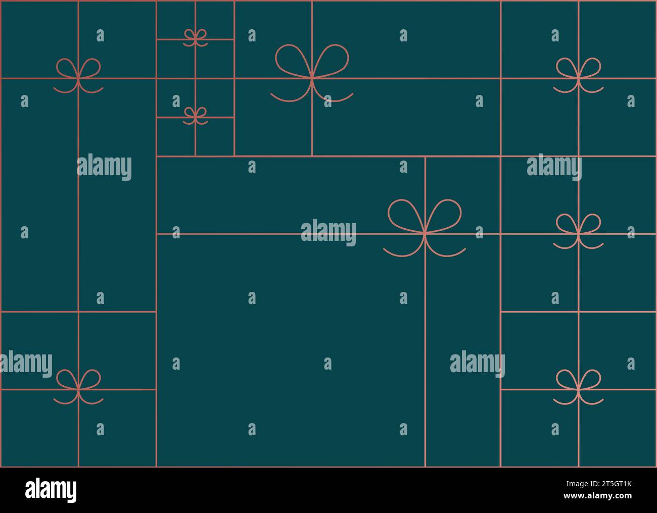 Art deco present box linear composition drawing on green blue background Stock Vector