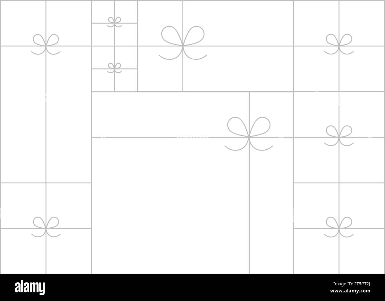 Art deco present box linear composition drawing on white background Stock Vector