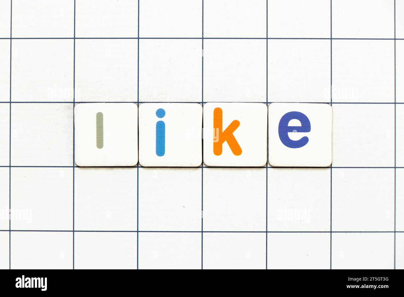 Colorful tile letter in word like on white grid background Stock Photo ...