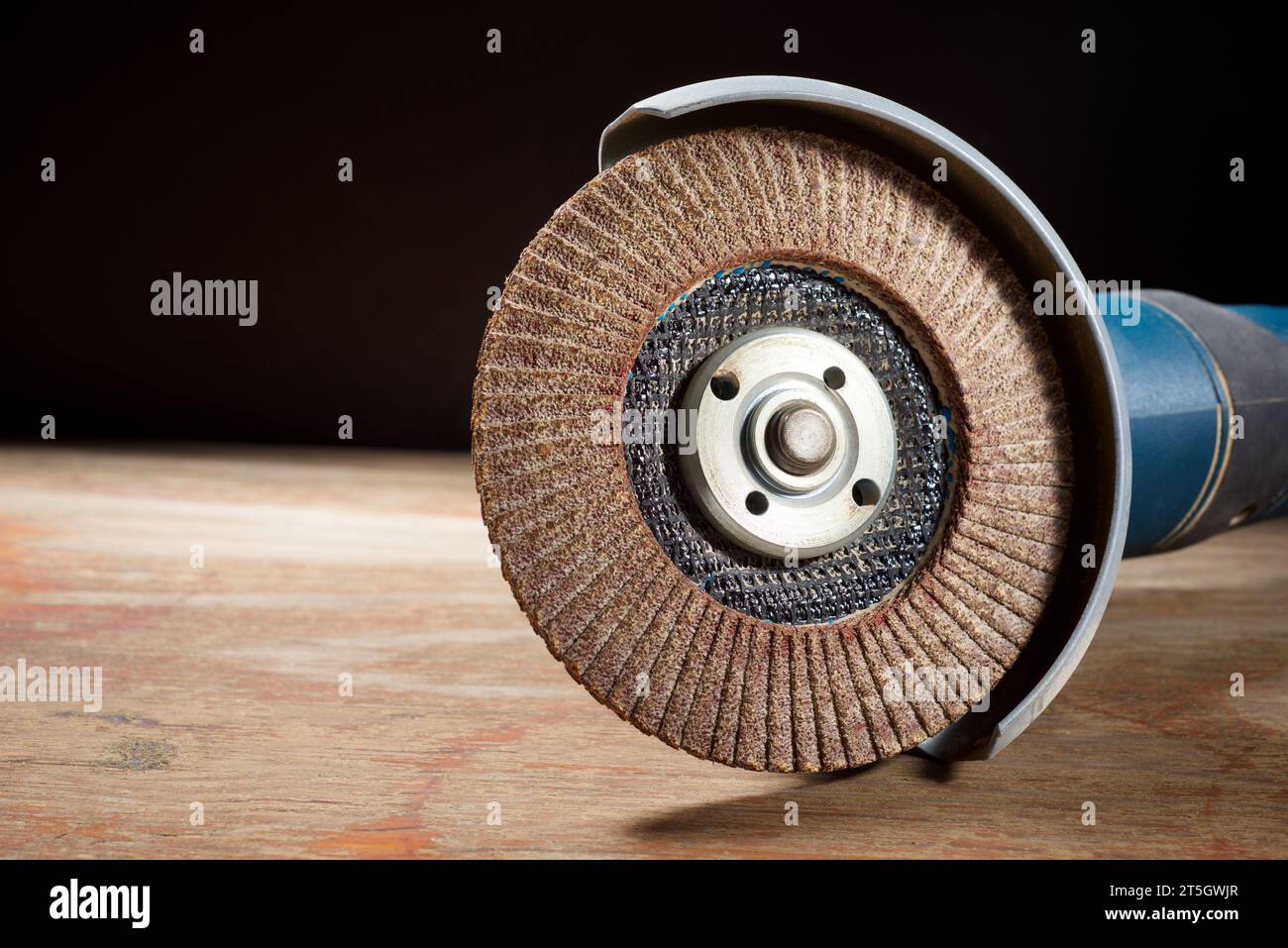 Close up of a professional grinding machine on a wooden board Stock Photo