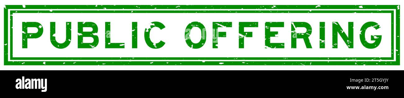 Grunge green public offering word square rubber seal stamp on white background Stock Vector