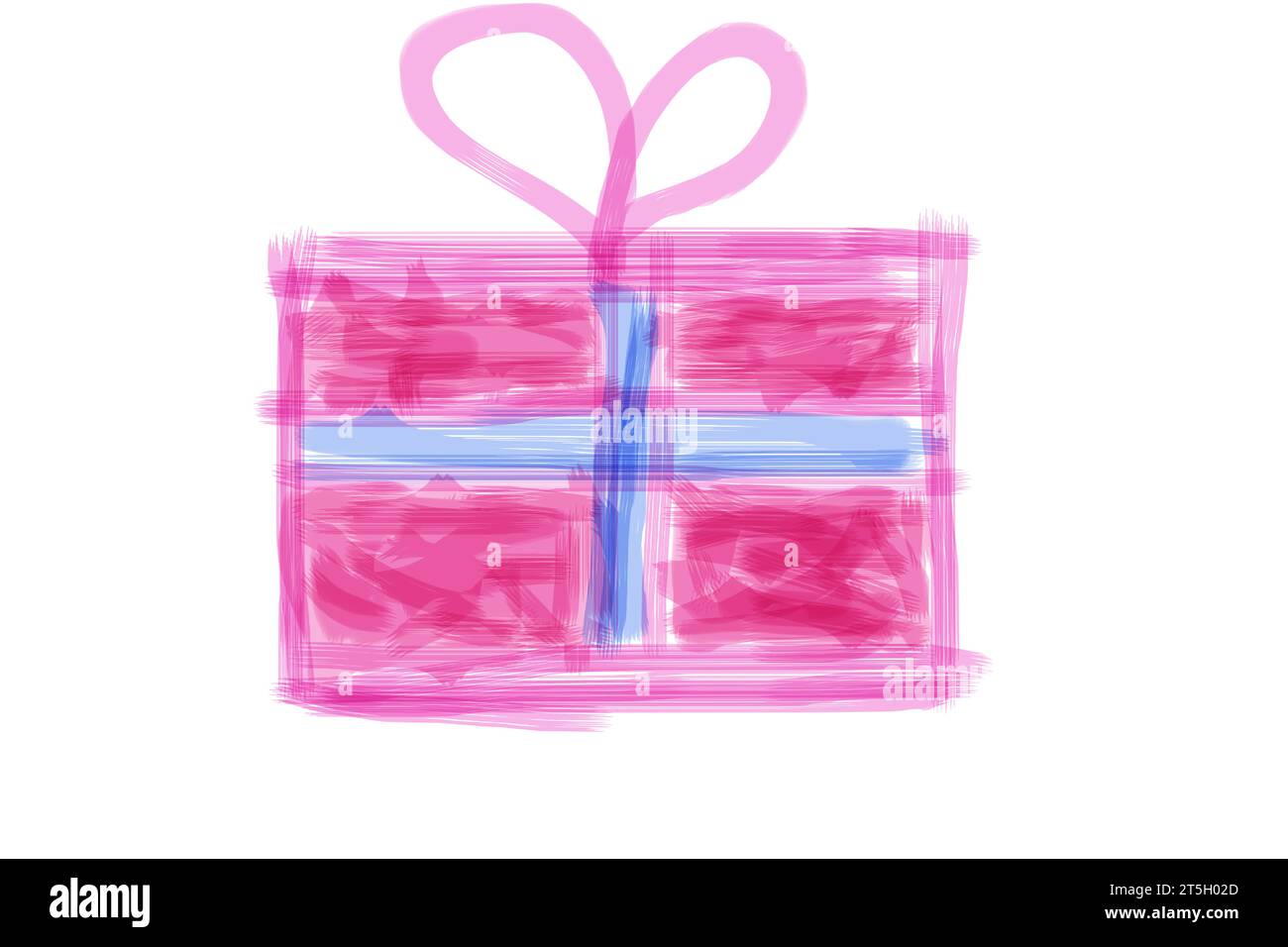 Christmas Gift. Brush Effect. Pink. Stock Vector
