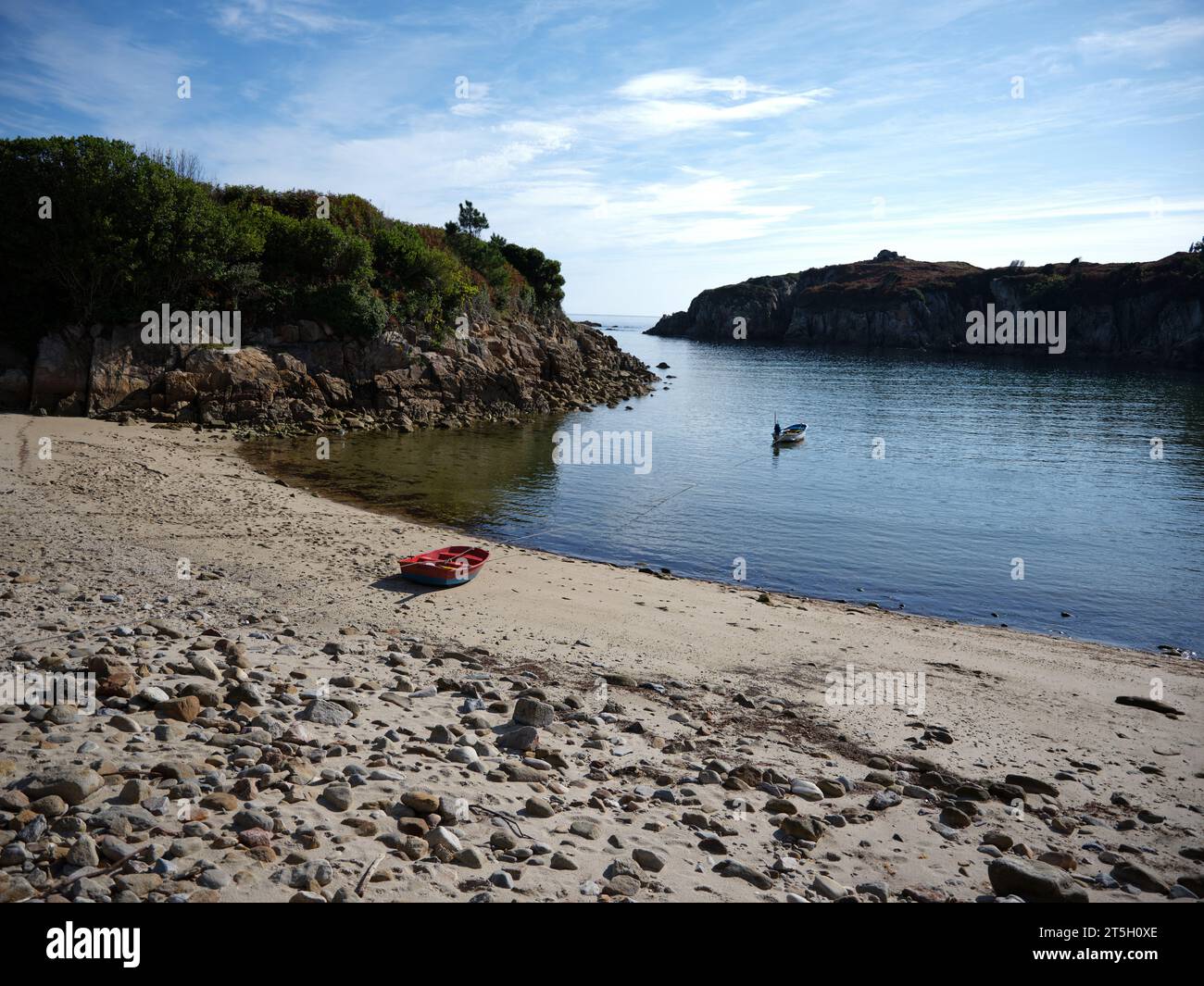 The beach of “Rueta” is a beach located at the mouth of the Xunco river, in the municipality of Cervo, in the province of Lugo, Galicia. Stock Photo