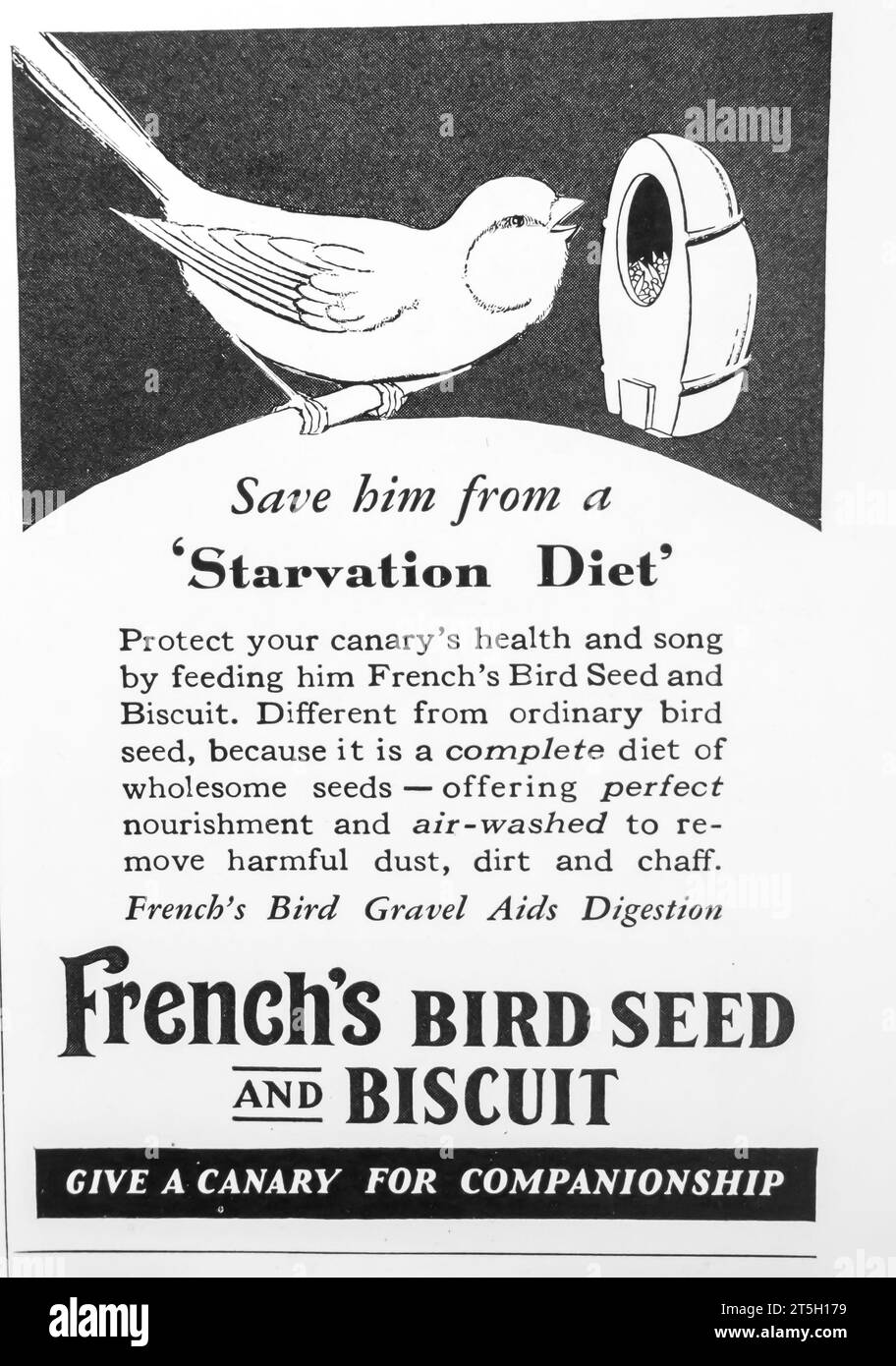 1934 French'a bird seed and biscuit ad Stock Photo