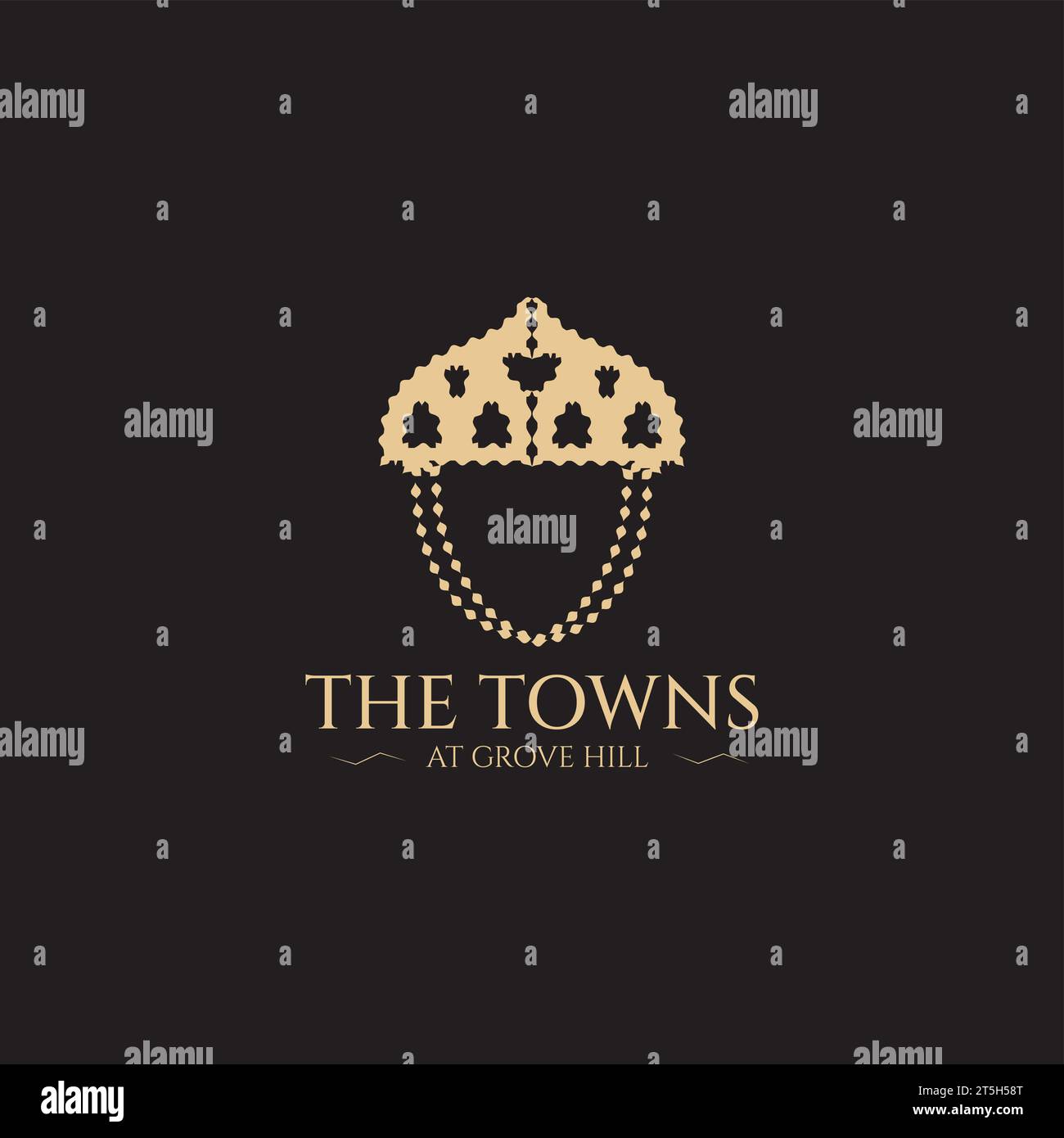 The Towns at Groove Hills Logo Design with the Icon of Acron, Real state Logo Design Stock Vector