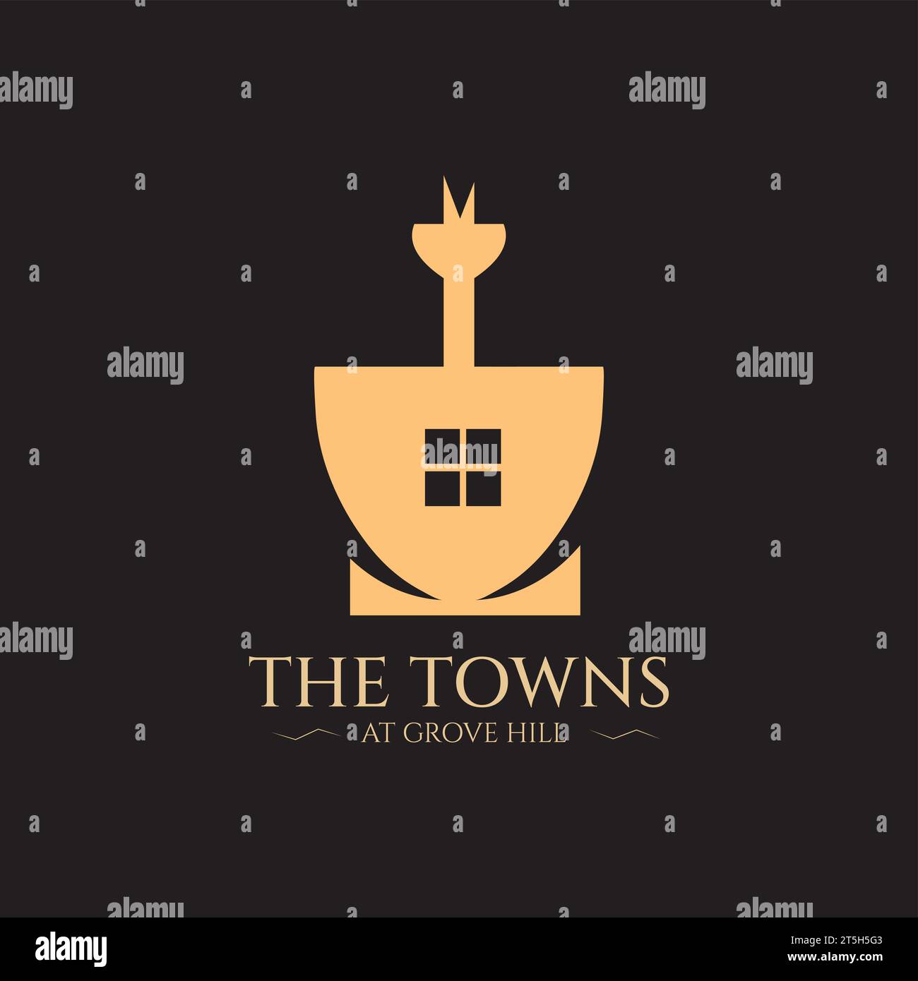 House Selling Agency Logo Design in the towns of Hilly Area Stock Vector