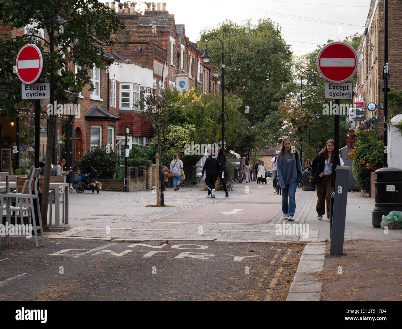 Public spaces and traffic calming with No Entry signs in Orford Road