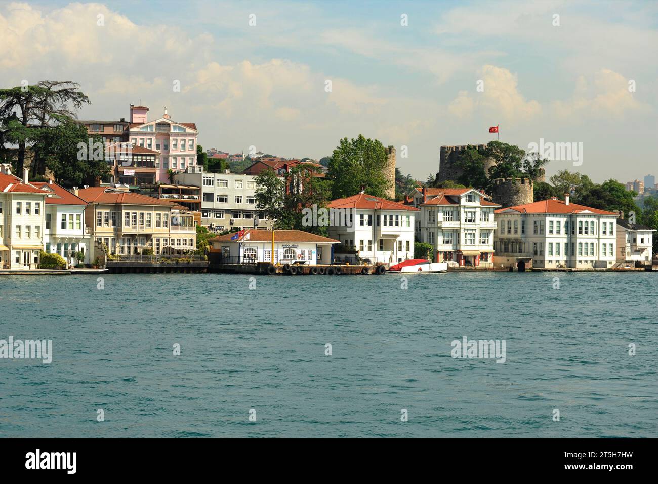 Istanbul, Türkiye. Boat trip along the Bosphorus.In the background Rumeli Castle on the European side of the Bosphorus in Istanbul's Sarıyer district Stock Photo