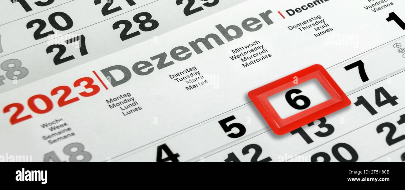 Deutscher Kalender Datum 6. Dezember 2023 Nikolaus Stock Photo Alamy