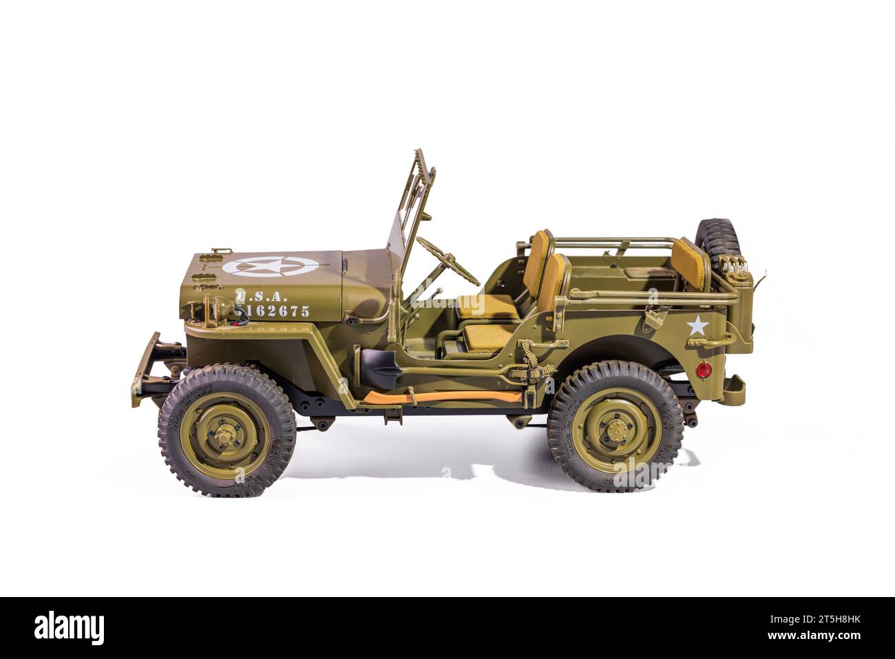 Close-up view of radio-controlled model of military American car ...