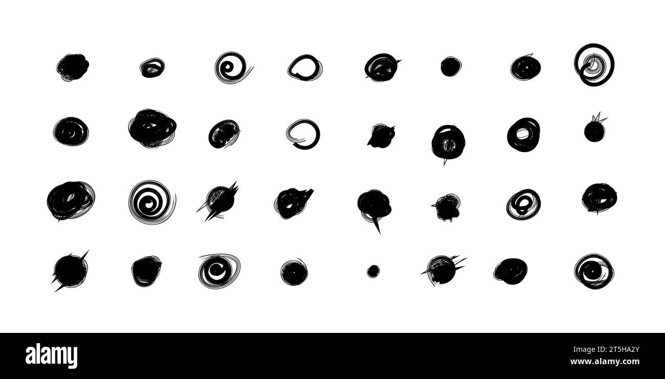 Set of hand drawn doodle circles in a grunge style. Vector illustration ...