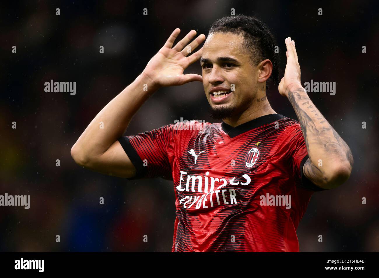 Noah Okafor of AC Milan looks dejected during the Serie A football match between AC Milan and Udinese Calcio. Stock Photo