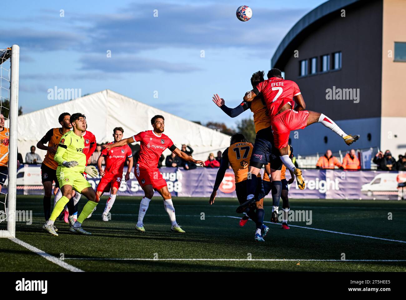 Slough, UK, 5th November, 2023.  Michee Efete during the FA Cup first round football match between Slough Town FC and Grimsby Town FC at Arbour Park, Slough UK.Credit: Jon Corken Stock Photo