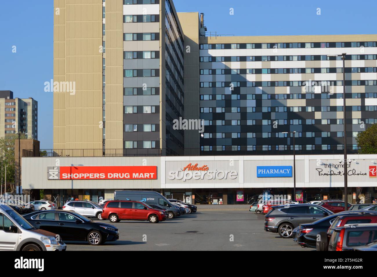 Parking lot at the Quinpool Centre in Halifax, Nova Scotia, showing the