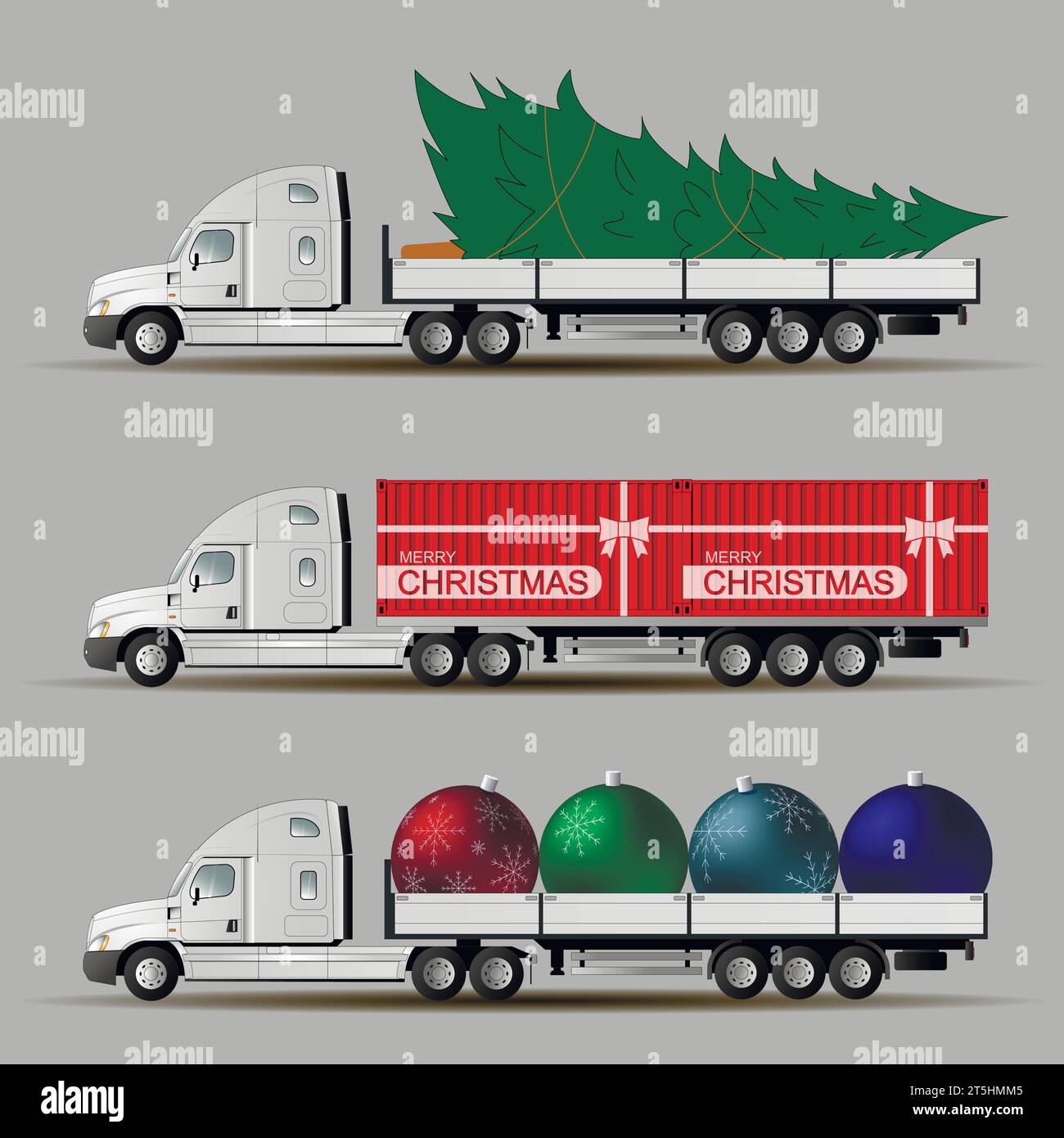 Vector images of options for American trucks with semitrailers for