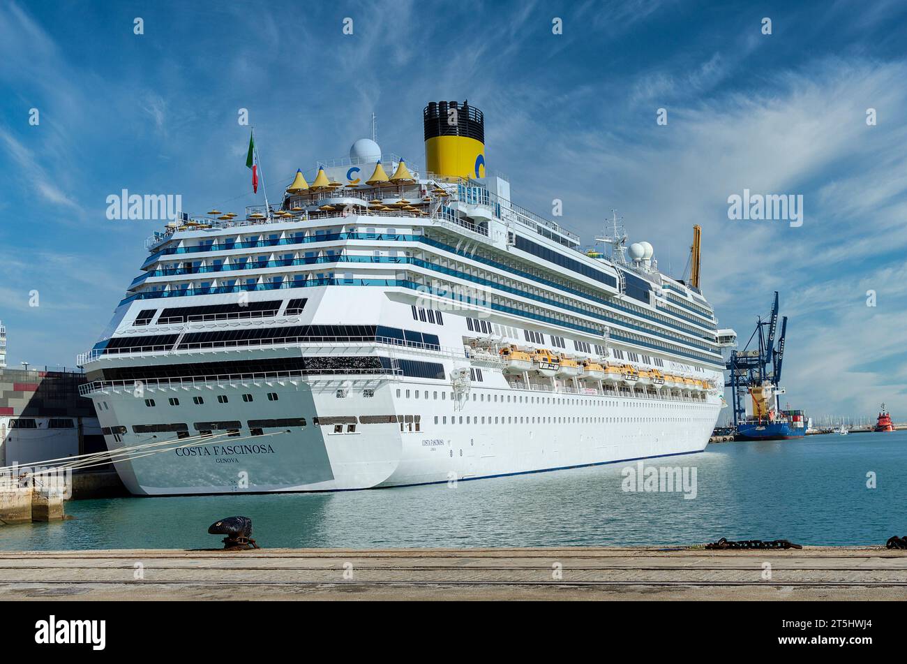 Cadiz, Spain; November 5, 2023: Grand-class cruise ship Costa Fascinosa at the harbor of Cadiz Stock Photo