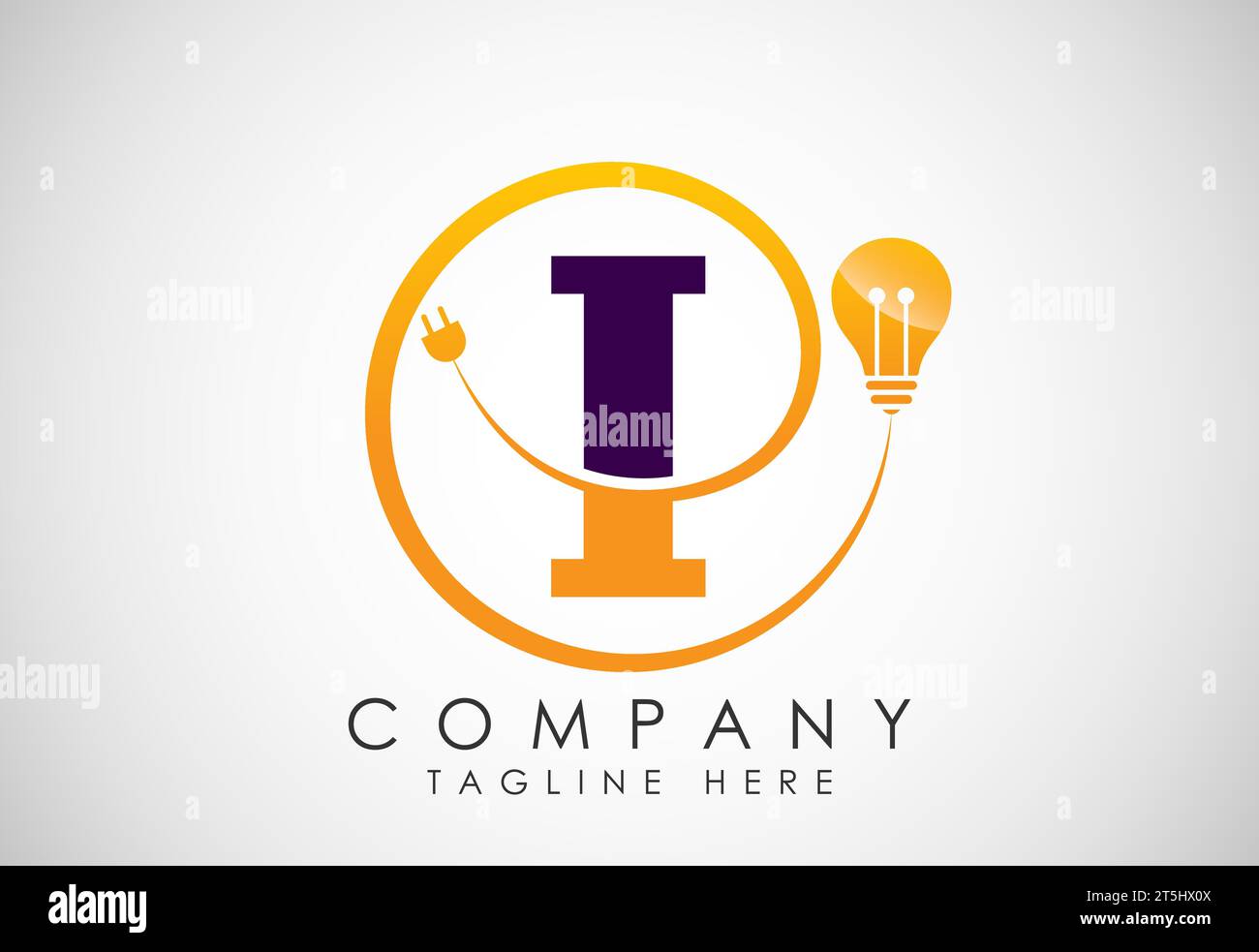 English alphabet with electric bulb and plug. Electricity, industrial ...
