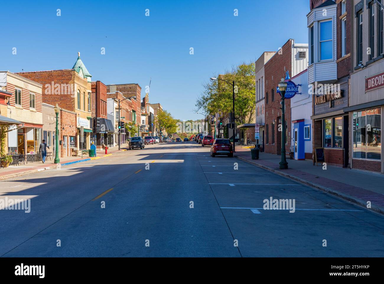 Decorah, IA 16 October 2023 Shops and stores on W Water Street n