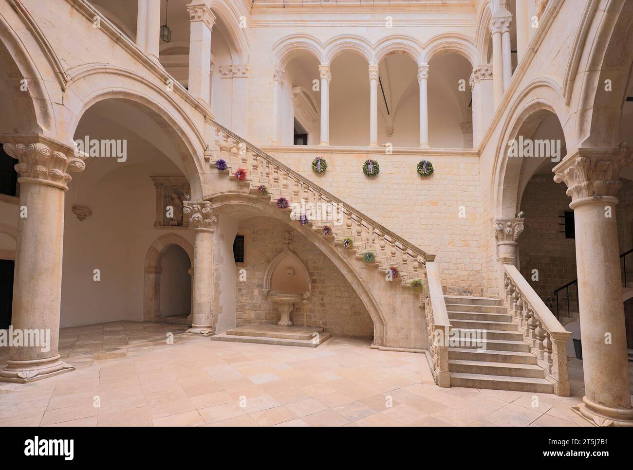 The Rector At Rector Palace Atrium and staircase inside Rector's Palace in old town of Dubrovnik ...