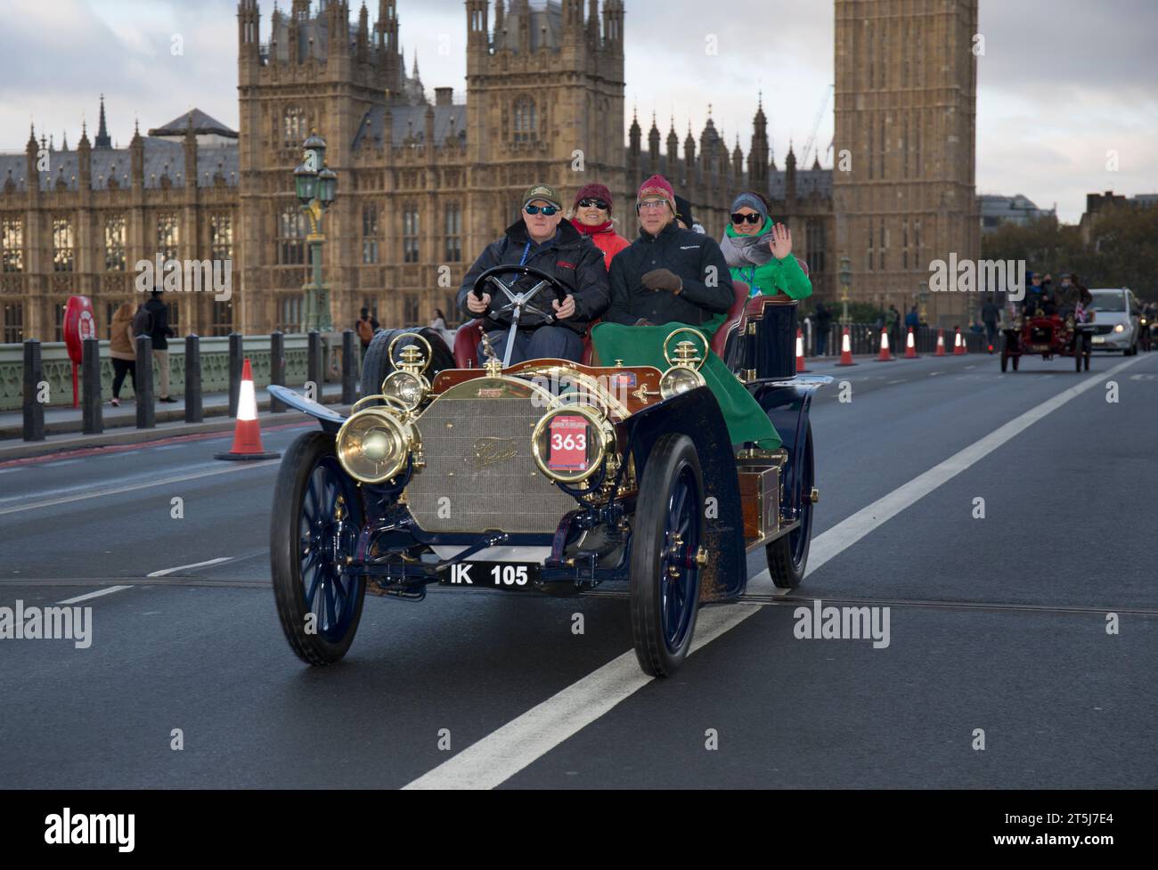 Entrant 363 Red 1904 Fiat on Westminster Bridge London To Brighton Veteran Car Run Stock Photo
