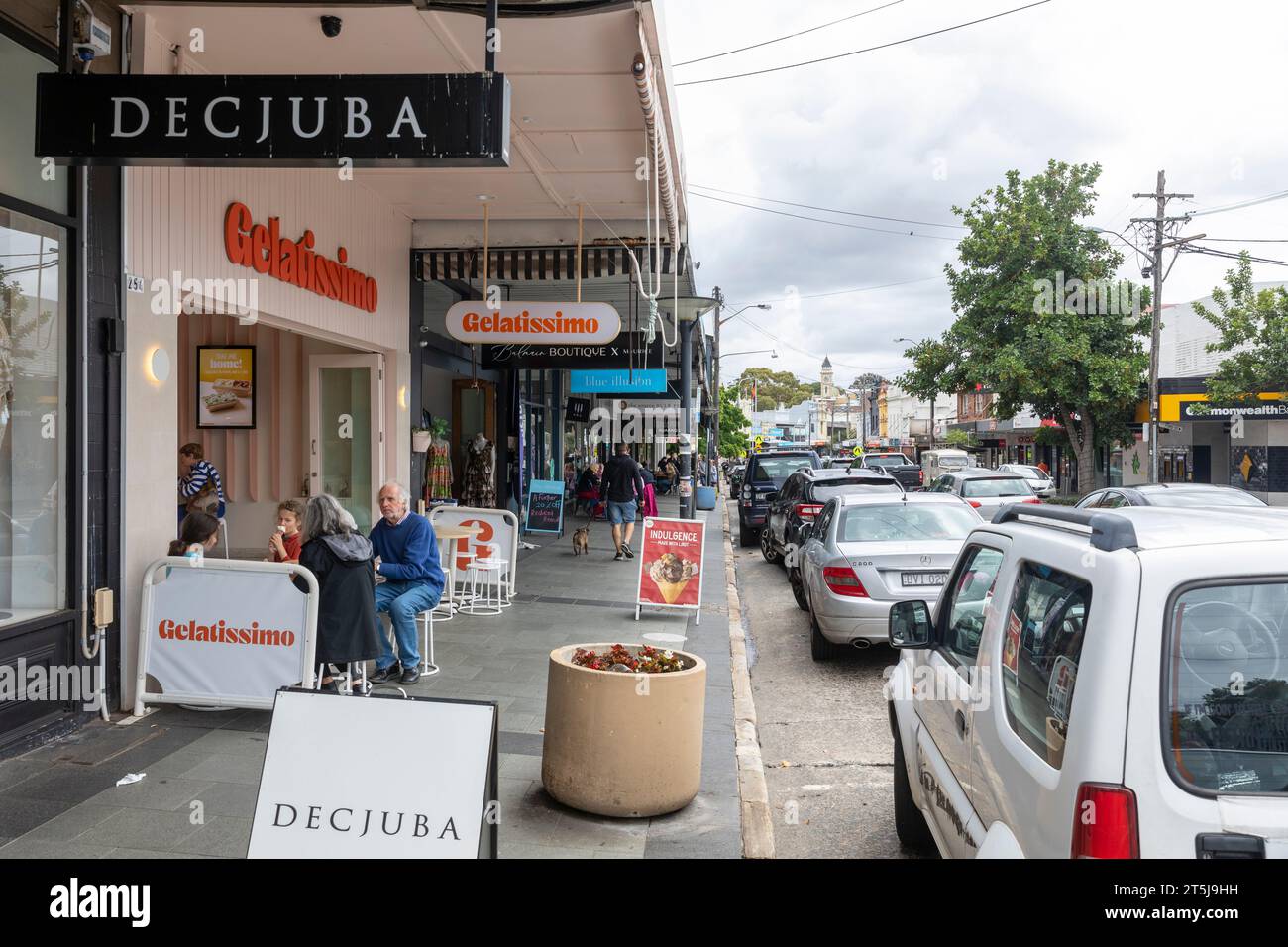 Balmain Sydney high street shops on darling street Decjuba womens clothing store and ice