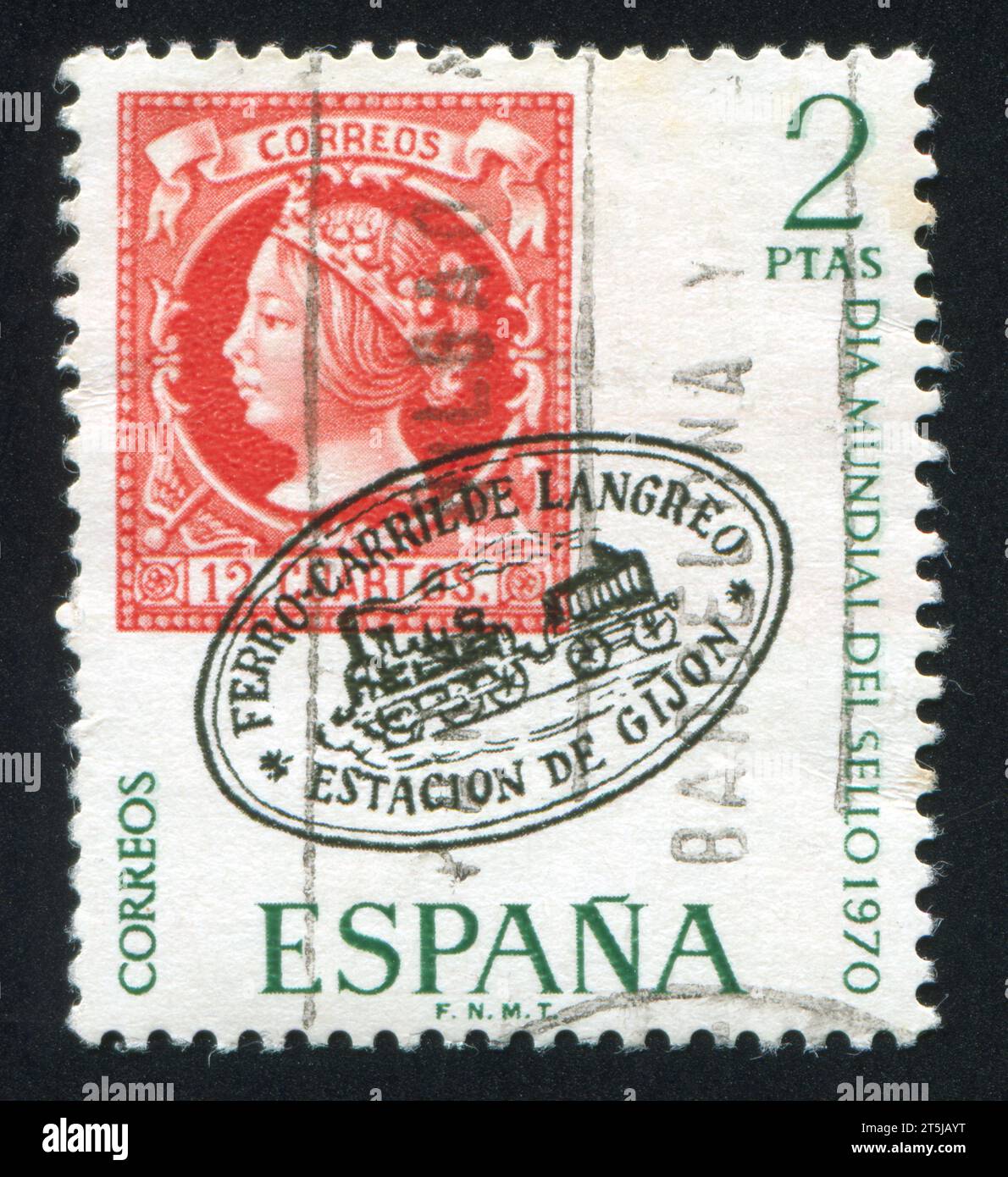 SPAIN - CIRCA 1970: stamp printed by Spain, shows Ferro Carril de Langreo, circa 1970 Stock Photo