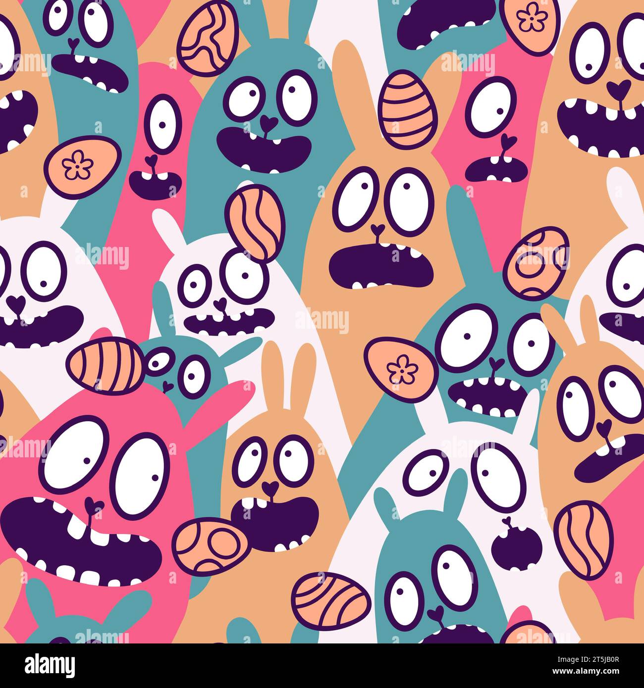 Easter animals seamless cartoon rabbits pattern for wrapping paper and ...