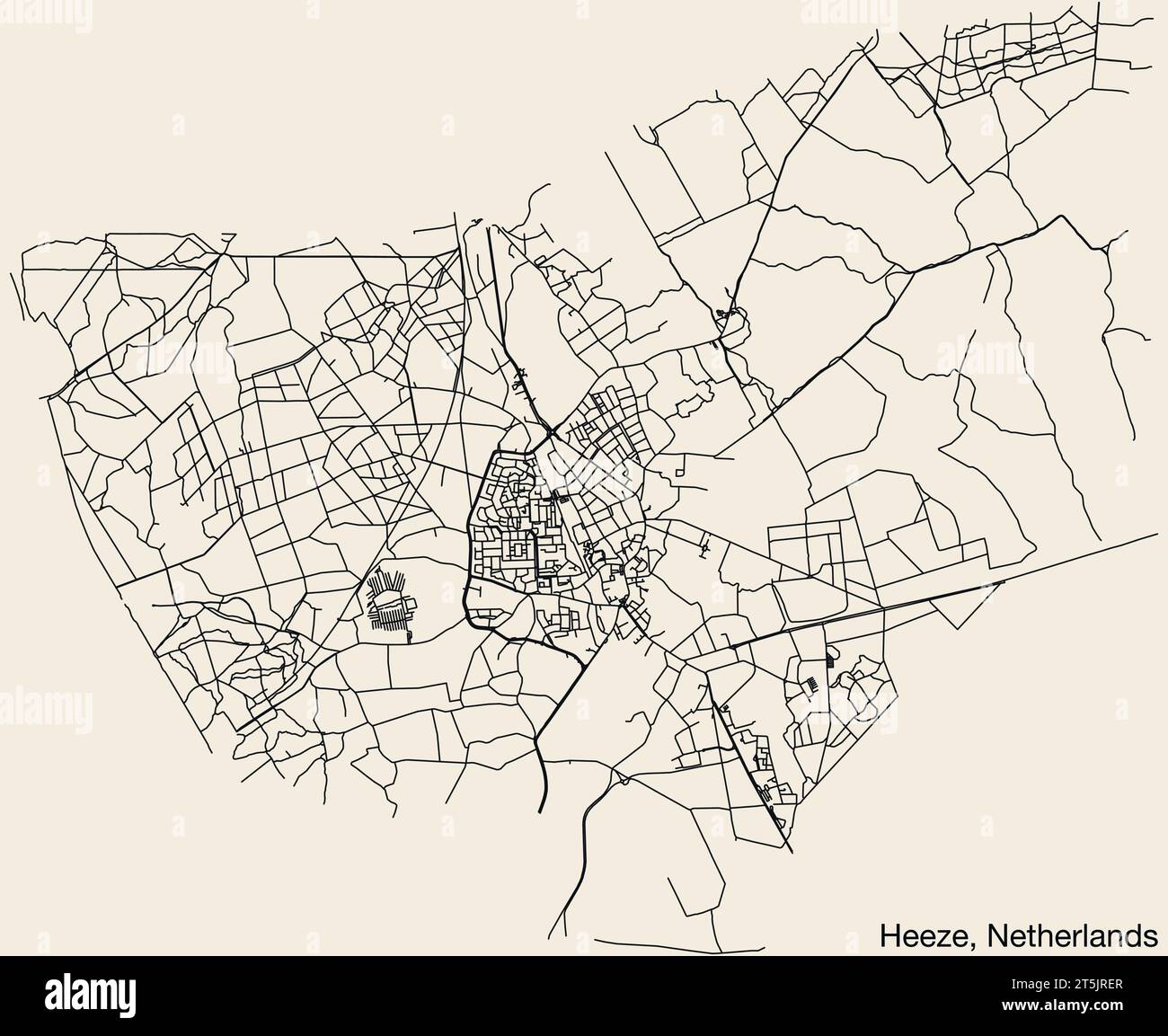 Street roads map of HEEZE, NETHERLANDS Stock Vector