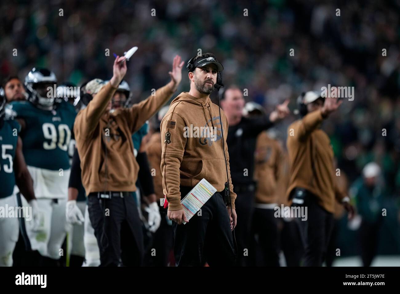 Philadelphia Eagles head coach Nick Sirianni watches action during the ...