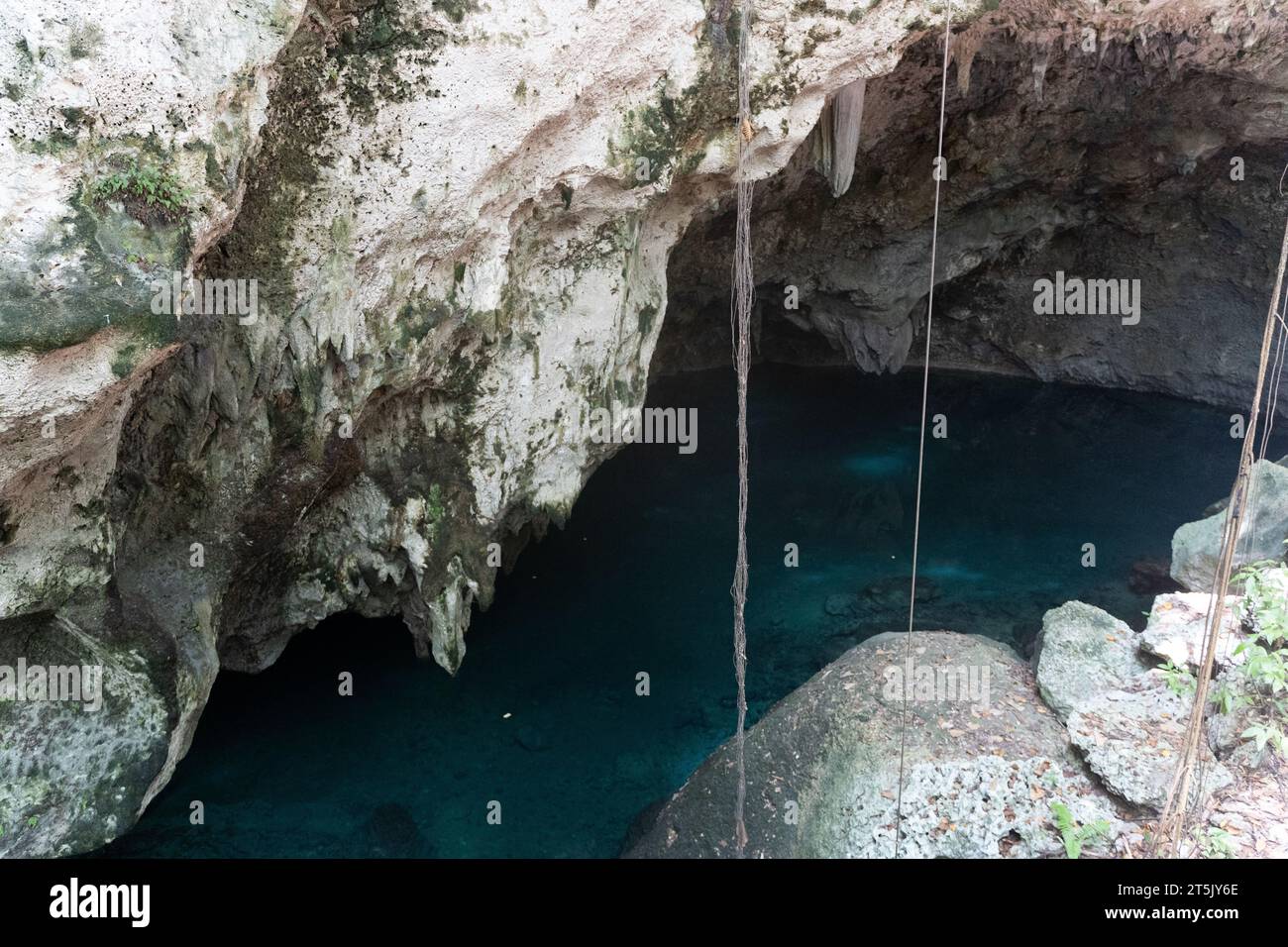 Beautiful view of the The 3 Eyes National Park in Santo Domingo - Dominican Republic- underwater lagoon, caves, gardens Stock Photo