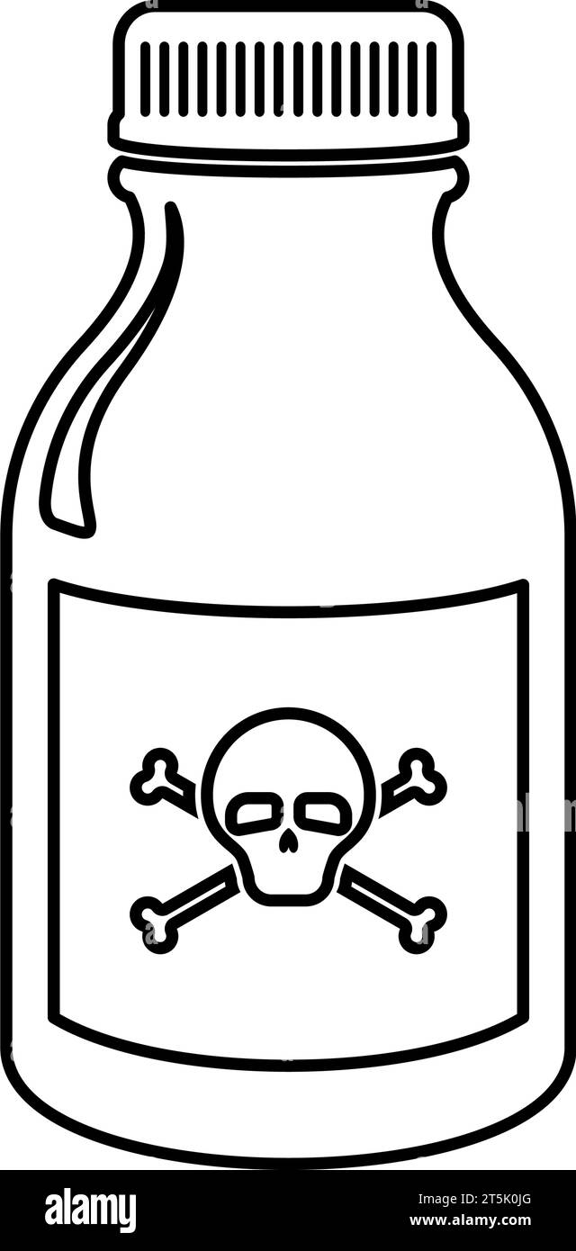 Poison bottle or toxic liquid with skull and crossbones on the front in vector Stock Vector