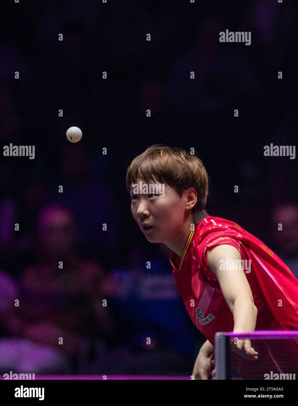 Frankfurt, Germany. 5th Nov, 2023. Wang Manyu of China serves during