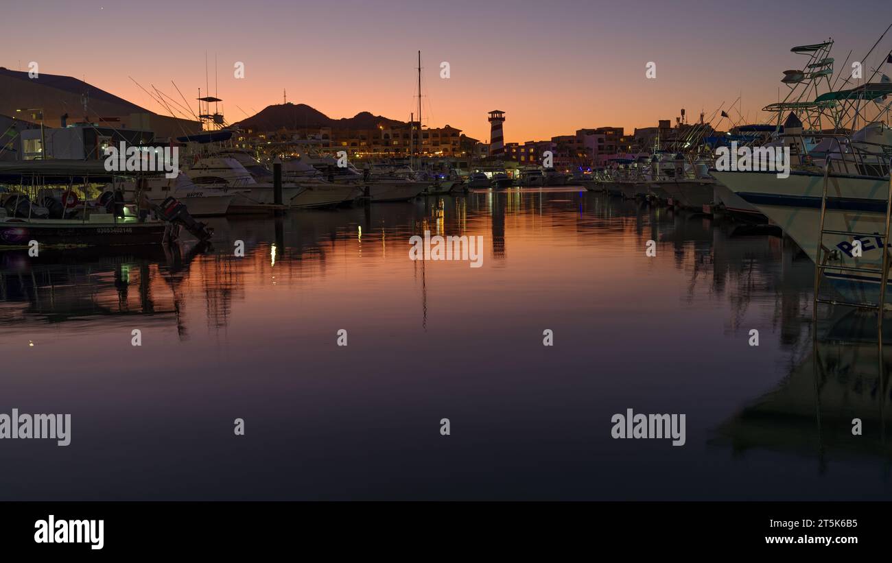 Cabo San Lucas, Mexico, marina shown at dusk Stock Photo - Alamy