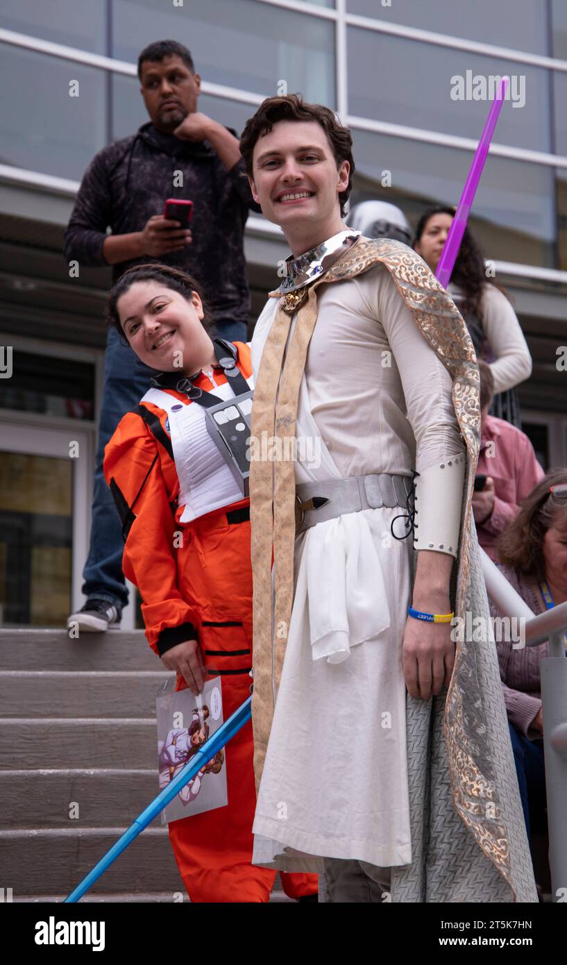 Providence, RI. Cosplayers strike their best pose at RI Comic Con. Nov. 4, 2023. Veronica Bruno / Alamy Live News Stock Photo