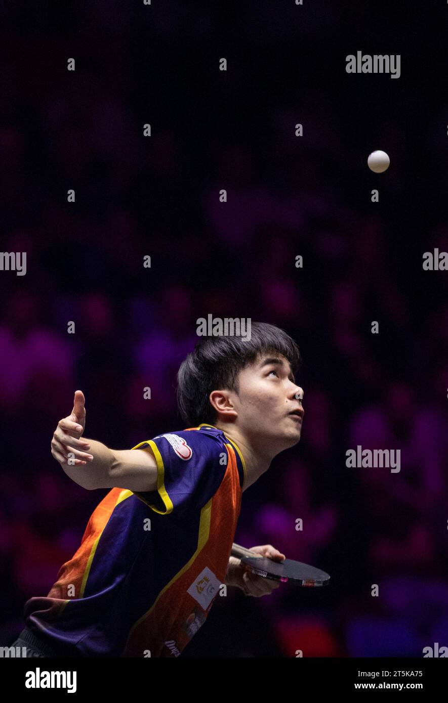 Frankfurt, Germany. 5th Nov, 2023. Lin YunJu of Chinese Taipei serves