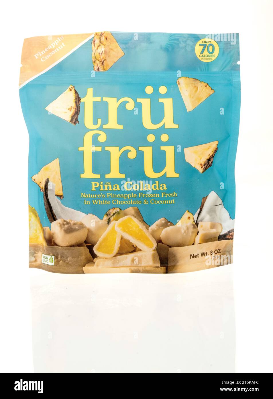 Winneconne, WI - 8 October 2023:  A package of Tru Fru pina colada snack on an isolated background Stock Photo